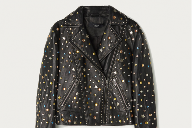 Veste en cuir à rivets Uterqüe