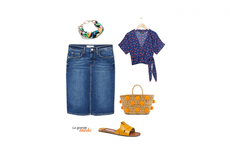 Fouettons la jupe en jean ! La Grande Mode - Idée look jupe en jean - Tendance mode printemps été 2018