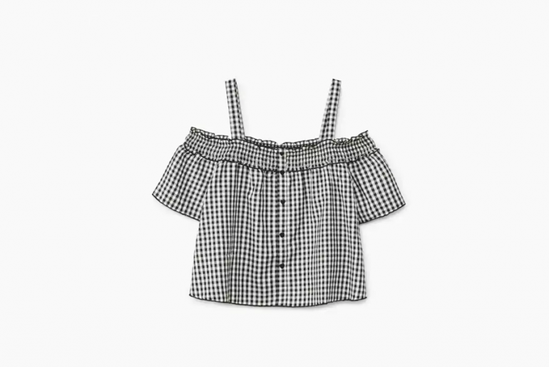 Top vichy et épaules dénudées Mango
