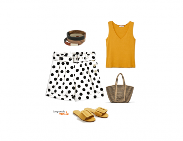 La Grznde Mode - Idée look short à pois et claquettes - Tendance mode printemps été 2018