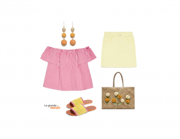 La Grand Mode - Idée look top vichy et jupe en denim - Tendance mode printemps été 2018