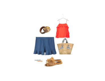 La Grande Mode - Idée look short en denim et top à bretelles - Tendance mode printemps été 2018