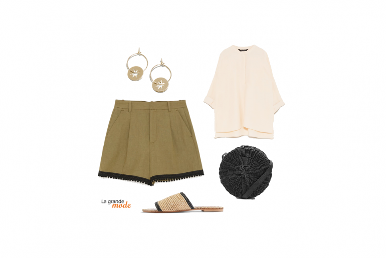 Lin, pompons & paille = idée look casual chic La Grande Mode - Idée look casual chic - Tendance mode printemps été 2018