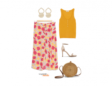 La Grande Mode - Idée look jupe fleurie & panier rond - Tendance mode printemps été 2018