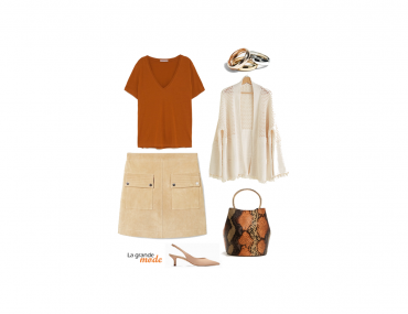 La Grande Mode - Idée look jupe en daim et t-shirt - Tendance Mode Automne Hiver 2018