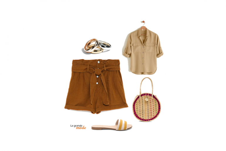 Idée look Short paper bag, Chemise & Claquettes La Grande Mode - Idée look short - TendnANe mode printemps été 2018