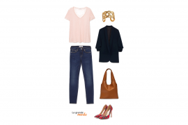 La Grande Mode - Idée look jean brut, blazer loose & escarpins à imprimé écossais - Tendance mode automne hiver 2018