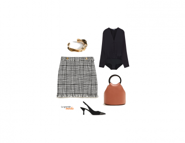 La Grande Mode - Idée look jupe à carreaux, body et escarpins - Tendance mode Automne-Hiver 2018