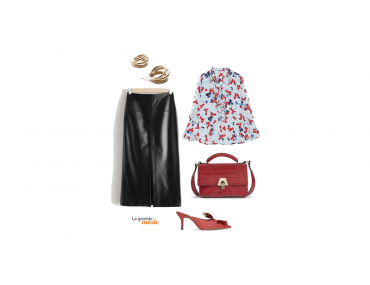 La Grande Mode - Idée look jupe en cuir et chemisier à fleurs - Tendance mode automne hiver 2018