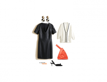 La Grande Mode - Idée look robe en simili cuir et sac orange - Tendance mode automne hiver 2018