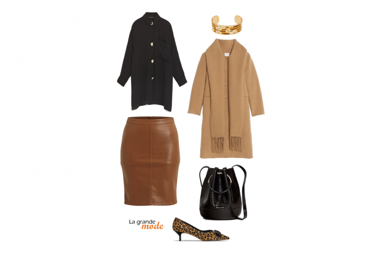 Noir & Marron : inévitablement chic, assurément working girl. La Grande Mode - Idée look working girl en noir et marron - Tendance Mode Automne Hiver 2018