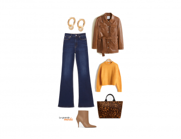 La Grande Mode - Idée look Jean flare & Veste cuir - Tendance Mode Automne Hiver 2018