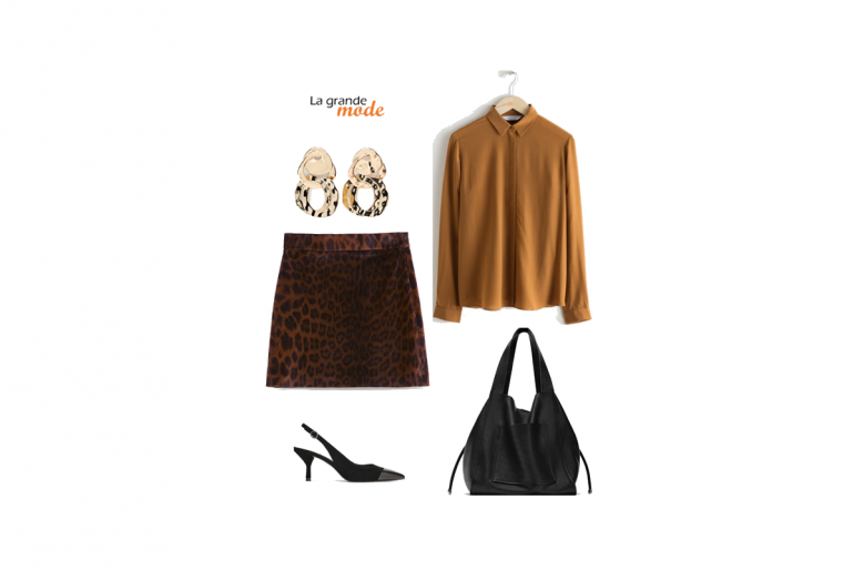 Gggrrrrrrrrrrr : une jupe en velours à imprimé animalier La Grande Mode - Idée look avec une jupe en velours - Tendance Mode Automne Hiver 2018