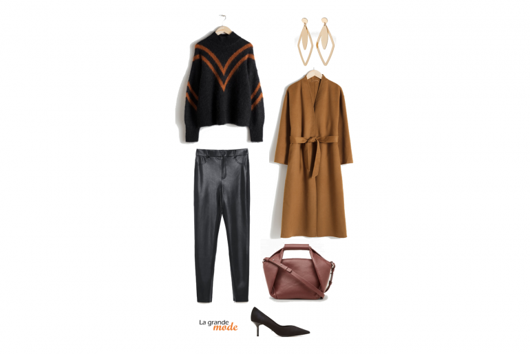Idée look gros pull & slim effet cuir : sexy ET douillet à la fois La Grande Mode - Idée look gros pull et slim en simili cuir - Tendance Mode Automne Hiver 2018
