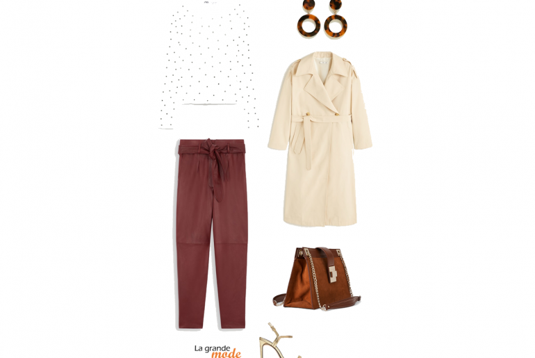Battle de looks…avec un trench La Grande Mode - Idée look avec un trench et un pantalon en cuir - Tendance mode printemps été 2019 - SS2019