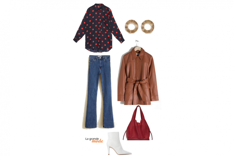 Bottines blanches & Veste ceinturée en cuir La Grande Mode - Idée look avec des bottines blanches - Tendance Mode Printemps Eté 2019