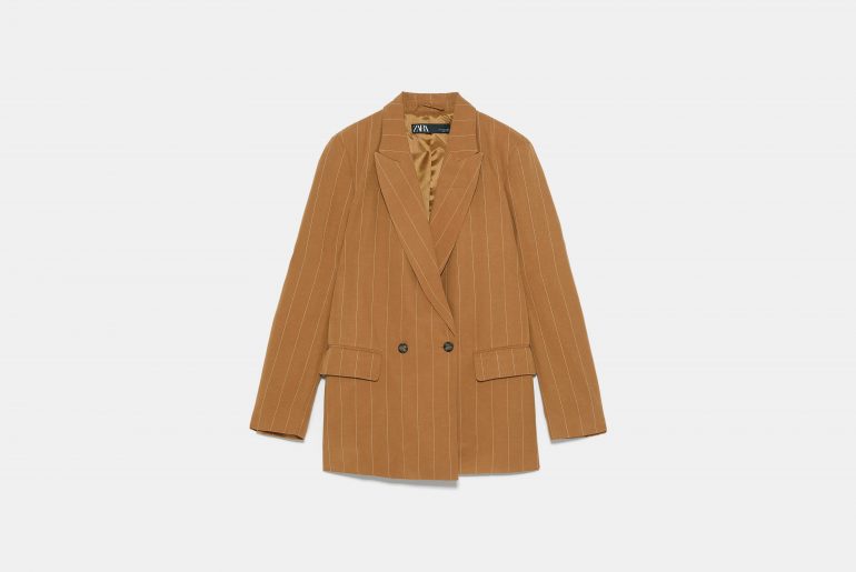 Veste rayée camel Zara