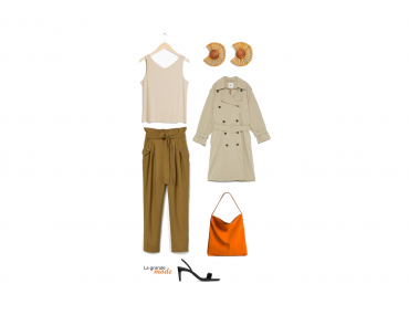 La Grande Mode - Idée look avec un pantalon paper bag kaki - Tendance mode printemps été 2019