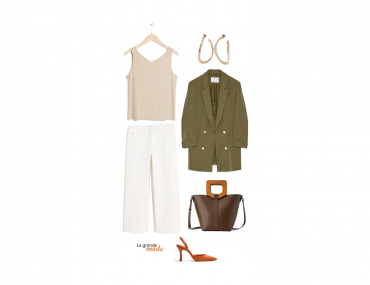La Grande Mode - Idée look avec un jean blanc & une veste kaki - Tendance mode printemps été 2019
