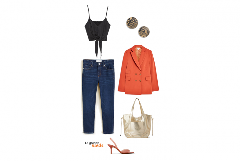 La Grande Mode - Idée look jean brut & veste orange - Tendance mode printemps été 2019