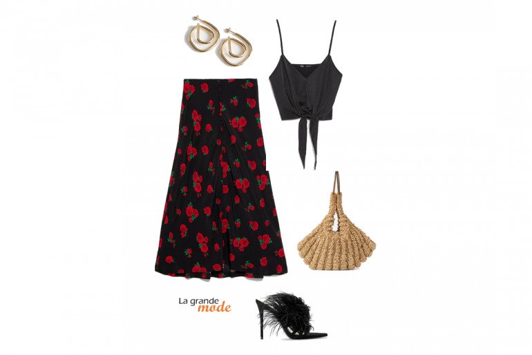 La Grande Mode - Idée look avec une jupe satinée et un top noué - Tendance mode printemps été 2019 - SS2019