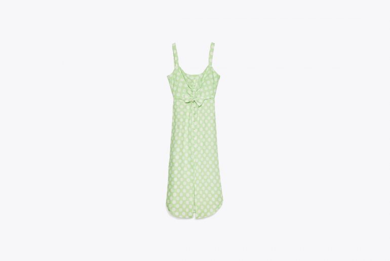 Robe à pois en lin Uterqüe