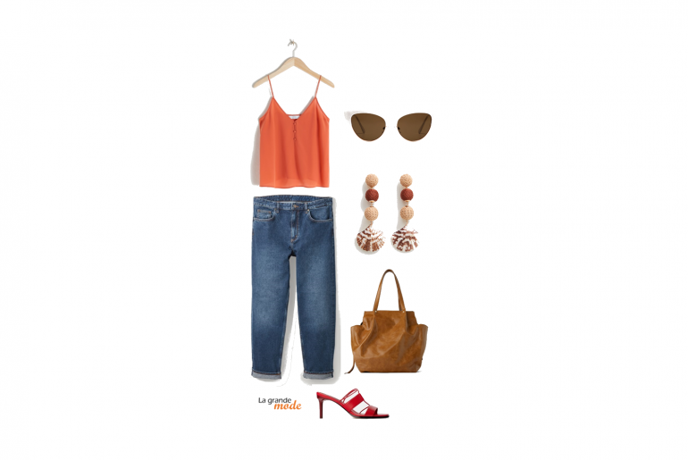 Jean boyfriend & top lingerie : le must du chic décontracté La Grande Mode - Idée look avec un jean boyfriend et un top style lingerie - Tendance mode printemps été 2019