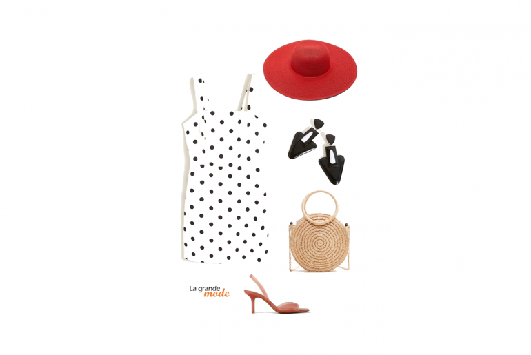 Robe à pois & grande capeline : rétro chic façon 2019 La Grande Mode - Idée look avec une robe à pois et une capeline - Tendance mode printemps été 2019