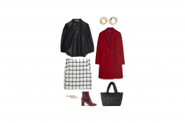 La Grande Mode - Idée look avec une jupe pied-de-poule et une chemise en cuir - Tendances mode automne hiver 2019