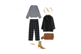 Pantalon à carreaux & Bottines dorées…ou comment twister une pièce classique avec un accessoire vintage La Grande Mode - Idée look avec un pantalon à carreaux et des bottines dorées - Tendance mode automne hiver 2019