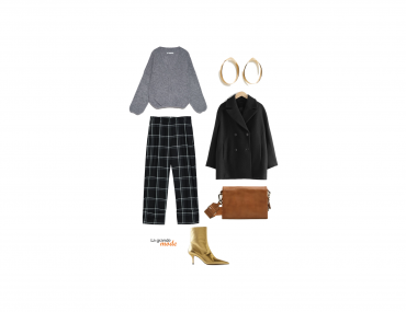 La Grande Mode - Idée look avec un pantalon à carreaux et des bottines dorées - Tendance mode automne hiver 2019